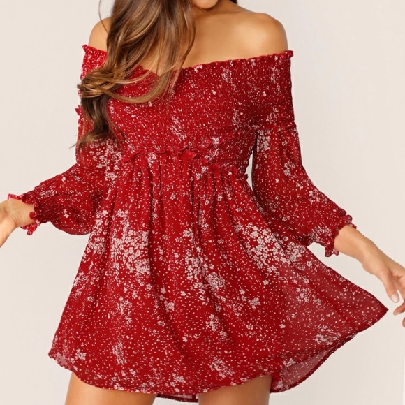 Mini floral print off the shoulders dress - Picture 5 of 5